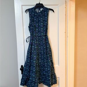 Floral Sleeveless Blue Dress